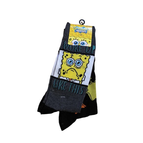Nickelodeon Spongebob Woke Up Like This Men’s Crew Socks - Picture 1 of 3